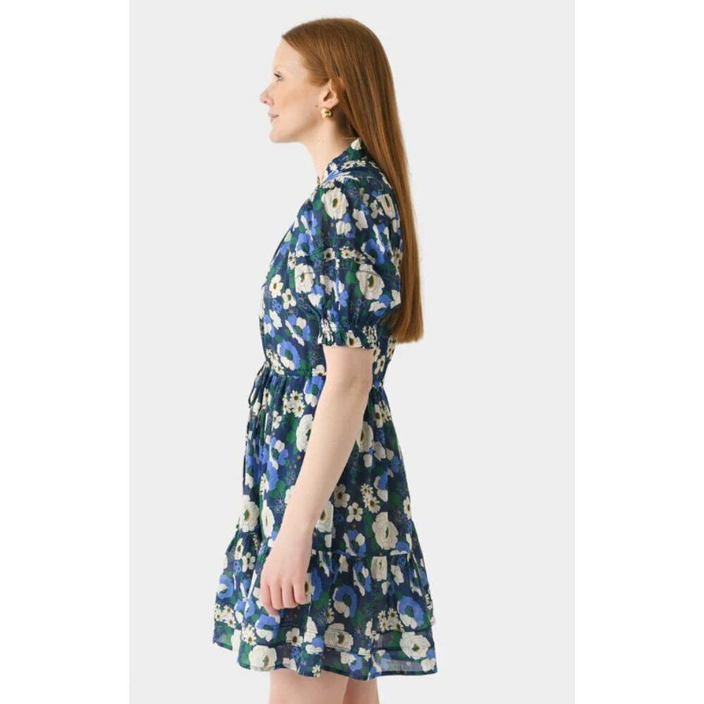 Trovata Blue Floral Mini Dress with White & Green Accents - Picture 12 of 14